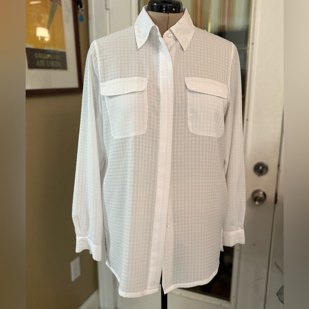 Adrienne Vittadini Ivory Textured Blouse